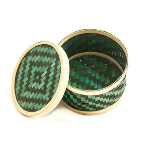 Bamboo bakery packaging <b>box</b> natural fiber storage boxes lidded baskets for tea leaf & <b>cake</b> - Product Image 4