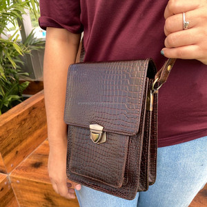 Crocodile Pattern Multipurpose Business Shoulder Purse <b>Bag</b> Full-Grain Genuine Leather Crossbody <b>Messenger</b> <b>Bag</b> for <b>Men</b> & Women - Product Image 2