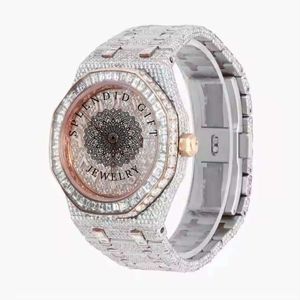 นาฬิกาข้อมือผู้ชายหรูหราประดับเพชร แบรนด์ Splendid Gift Jewelry ระบบควอตซ์อนาล็อก ETA Movement ขนาด 38 มม. กระจกแซฟไฟร์ สีเงิน ประดับโมอิสซาไนต์ - Product Image 4