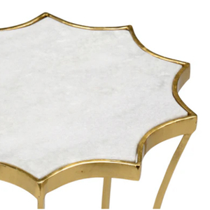 Modern Design Metal Star Accent <b>Table</b> With <b>White</b> Marble Top - Product Image 2