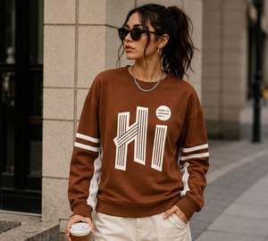 Sudadera Oversize de Mujer con Cuello Redondo y Estampado Digital, Estilo Casual Urbano, Antipilling Frontal - Product Image 2