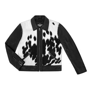 Men’s Genuine Soft Napa Leather <b>Jacket</b> Black White Hair On Hide Biker <b>Jacket</b> Zip Front Real Leather Motorcycle Fashion <b>Jacket</b> - Product Image 4