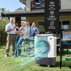 Ventilatore Raffreddatore d'Aria Evaporativo Industriale 4-in-1 con Serbatoio da 12 Galloni e Ruote, Soluzione Portatile ed Efficiente - Product Image 2