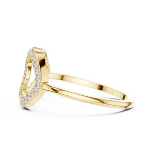Élégante bague en or jaune avec diamant de laboratoire en forme de cœur infini |   Bague de promesse contemporaine en forme de cœur ouvert pour femme, bijoux - Product Image 4