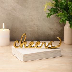 Escultura Moderna de Aluminio Dorado con Texto Familiar, Escultura de Metal Cursivo Independiente, Decoración para el Hogar - Product Image 3