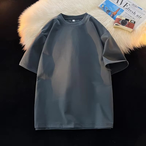 เสื้อยืดคอกลมแขนสั้นสีชมพูสำหรับผู้ชายไซส์ใหญ่ สไตล์สตรีทแวร์ พิมพ์ลาย ผลิตจากผ้าโพลีเอสเตอร์/คอตตอน 220 กรัม ผ้าเจอร์ซีย์ถัก - Product Image 4