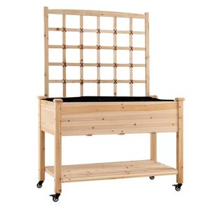 Fioriera mobile in legno di abete da 47 pollici con traliccio e ruote, letto rialzato per piante rampicanti, recinzione da giardino, cancelli a traliccio - Product Image 4