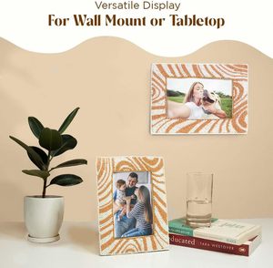 Beaded Photo <b>Frame</b> for <b>Wall</b> or Tabletop Picture Perfect Aesthetic Cute Boho Unique Style with Plexiglass Vertical & Horizontal - Product Image 2