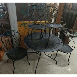 Heavy Duty Wrought Iron Traditional Design <b>4</b>-Piece Patio <b>Dining</b> Set Weather Resistant Outdoor Garden Furniture Table and <b>Chairs</b> - Product Image 2