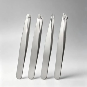 Pinzas de Cejas Modernas de Acero Inoxidable Hechas a Mano, Diseño de Punta Inclinada, Duraderas, Precisas, 4 Piezas - Product Image 4