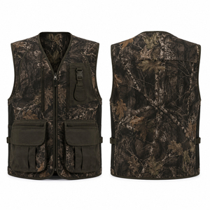 Gilet de chasse camouflage pour homme, sans manches, multi-poches, respirant, en polyester, pour l'extérieur, saison automne - Product Image 1