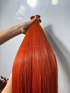 100% Unprocessed Virgin Remy Natural Loose Deep Wave Bulk <b>Braiding</b> Human Hair <b>Extensions</b> Machine Double Weft Red Color - Product Image 3