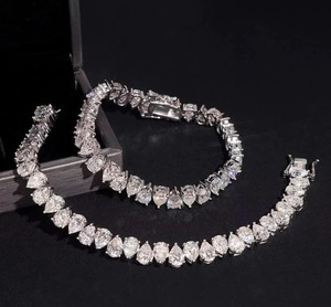 Luxury Pear Cut Moissanite Tennis <b>Bracelet</b> Iced Out Hip Hop Jewellery White Gold Diamond Look Wrist <b>Bracelet</b> Shine - Product Image 2