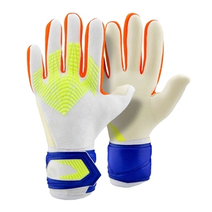 Football Goalkeeper Gloves White Orange Neon Green <b>Full</b> Finger Non <b>Slip</b> Breathable Adjustable Wrist Strap Unisex - Product Image 1