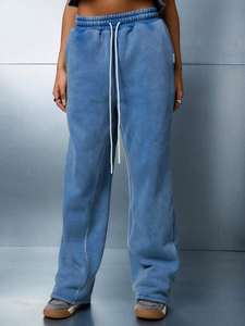 wholesale straight waistband <b>drawstring</b> women pants loose patch embroidery logo stacked baggy lady <b>trousers</b> sweatpants - Product Image 5
