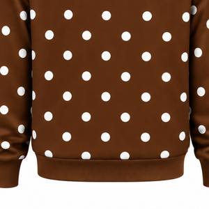 Sudadera con Capucha Oversize de Felpa para Mujer, con Estampado de Puntos Marrones y Blancos, Manga Larga, Bolsillo Canguro, Estilo Casual Urbano - Product Image 6