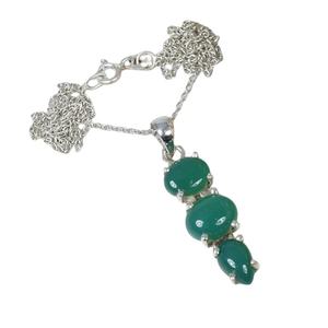 นิลสีเขียว 925 เงินสเตอร์ลิงอัญมณีจี้ W/หรือ W/o Handmade เครื่องประดับจี้รูปไข่ของขวัญสําหรับเธอ - Product Image 1