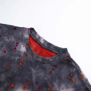 T-shirt pour homme noir et gris, imprimé abstrait, coupe ample, coton respirant, décontracté, manches courtes, streetwear - Product Image 5