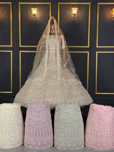 Lehenga choli de mariée best-seller, entièrement brodé, avec de riches détails et une grande traîne élégante pour les occasions spéciales - Product Image 4