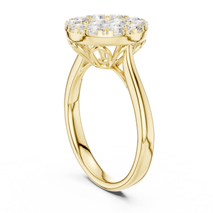 Yellow <b>Gold</b> Round Cluster Lab Grown Diamond <b>Ring</b> Pave Setting Statement <b>Cocktail</b> <b>Ring</b> Women's Fine Jewelry - Product Image 2