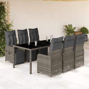 Conjunto de Bistro de Ratán PE Gris de 6 Plazas con Fundas Extraíbles, Mesa y Sillas de Jardín - Product Image 1