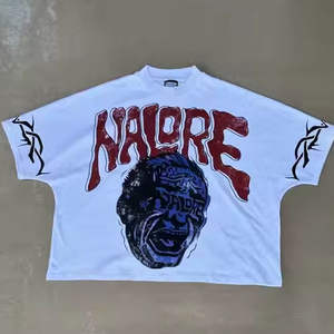 Camiseta de hombre personalizada 100% algodón, cuello redondo, estilo oversize, transpirable, estilo streetwear, corte crop, con borde sin rematar, para verano. - Product Image 3