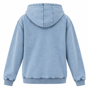 เสื้อฮู้ดดี้ผ้าเดนิมสีอ่อนปักลายเชนิลล์ 1922 แบบสวมหัว มีกระเป๋าจิงโจ้ ล้างสีแบบแอซิดวอช สไตล์ลำลอง ยูนิเซ็กส์ - Product Image 4