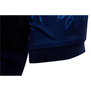 Men's <b>Blue</b> Floral Printed Short Sleeve <b>Polo</b> <b>Shirt</b> Casual Knitted Breathable Regular Fit - Product Image 3