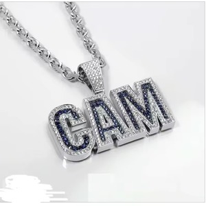 Personalized <b>Initial</b> Letter <b>Pendant</b> Hip Hop Iced Out 925 <b>Silver</b> <b>Pendant</b> Custom VVS Moissanite <b>Pendant</b> Pass Diamond Tester - Product Image 1