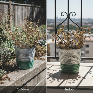 Pot de fleurs galvanisé pour décoration intérieure et extérieure - Rond - 7 pouces - Product Image 3