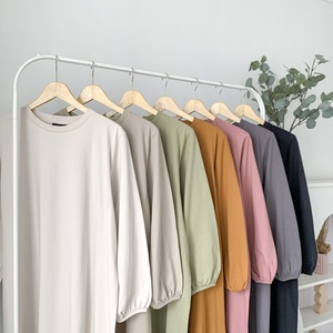 Robe longue décontractée ample pour femme - 100% coton, col rond, manches longues, respirante, toutes saisons, adaptée aux femmes enceintes et non enceintes - Product Image 1