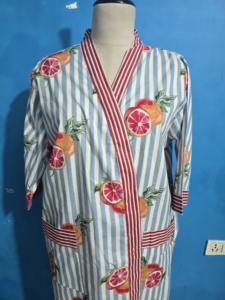 Robes Kimono en Coton Gris à Imprimé Fruits, Magnifiques Robes de Demoiselle d'Honneur Kimono, Peignoirs Faits Main à Imprimé Bloc pour Femmes, Cadeau Kimono - Product Image 2