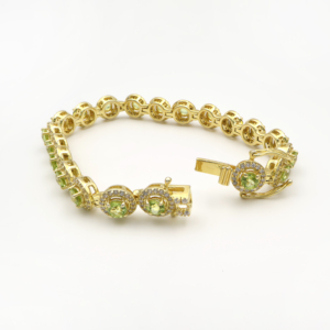 925 Sterling Silver Natural <b>Peridot</b> Bracelet Gold Plated OEM ODM Fine <b>Jewelry</b> - Product Image 5