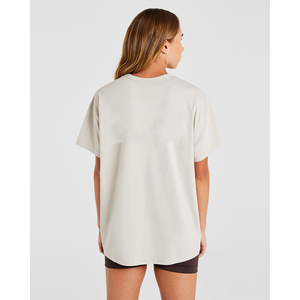 Camiseta de Verano 2026 para Mujer, Corte Holgado, Cuello Redondo, Manga Corta, Color Sólido, Algodón, Informal, para Uso Diario, Largo por Encima de la Rodilla, Transpirable - Product Image 4