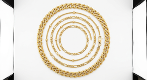 Cadena Cubana Chapada en Oro, Collar Figaro, Joyería de Moda Unisex para Hombres y Mujeres - Product Image 4