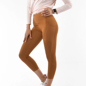 High Waist Seamless Yoga <b>Leggings</b> Women 7 8 Inch Capri <b>Workout</b> Pants <b>with</b> <b>Pocket</b> for Gym Training - Product Image 6