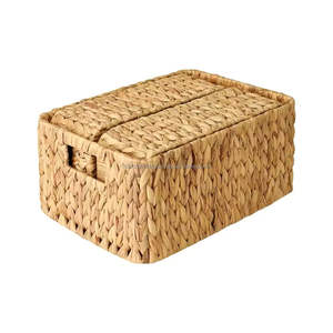 Triangle Form Home Decor Handmade Rectangle Laundry <b>Basket</b> Sustainable Water Hyacinth Storage and <b>Basket</b> <b>Round</b> Shape Boho Style - Product Image 1