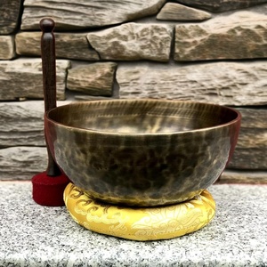 Wholesale Handmade Tibetan Brown Large Brass Singing Bowl Solid Chakra Set Healing Meditation Yoga Silk Screen Printing Nepal - Product Image 4