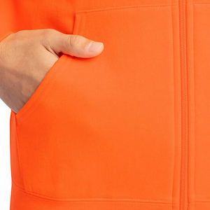Men's Orange Hooded <b>Zip</b>-Up Sweatshirt Regular Fit Cotton Fleece Casual Autumn <b>Hoodie</b> with Front <b>Pocket</b> - Product Image 6