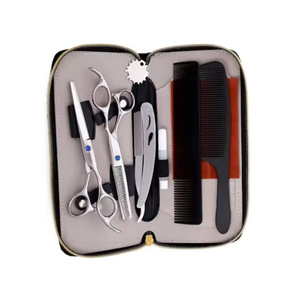 Kit de Tijeras de Peluquería de Alta Calidad en Color Plateado, 6 Piezas, Hermosos Kits de Peluquería con Estuche de Cuero con Cierre - Product Image 2