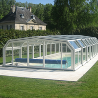 Abri de piscine télescopique à profil bas, directement de l'usine, couverture de piscine rétractable en aluminium, isolée thermiquement, abri de piscine extérieur