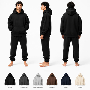 Sweat à capuche personnalisé en coton épais pour homme, coupe oversize, épaules tombantes, couleur noire, impression de logo personnalisée, fabricant OEM ODM - Product Image 4