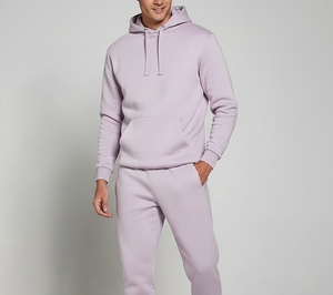 Conjunto de Sudadera con Capucha y Pantalones Deportivos Holgados de Felpa 100% Algodón, Traje Deportivo Ligero para Invierno, Ropa Deportiva para Gimnasio, Chándal Sólido - Product Image 3