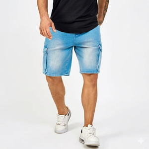 Wholesale Premium Quality Men's <b>Knee</b> Length Mid Waist Hot Shorts High Street Style Denim Shorts with Custom Logo - Product Image 6