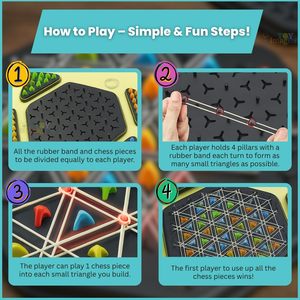 Jeu de puzzle géométrique TOY Imagine, pièces en plastique colorées, plateau hexagonal avec chevilles triangulaires et tiges métalliques - Product Image 4