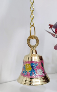 Campana Colgante de Latón con Diseño de Flores Esmaltadas, Campana Decorativa para Puerta, Hogar, Jardín, Templo y Decoración de Interiores - Product Image 2