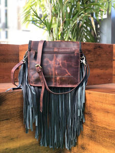 Nouveau Western élégant fabriqué à la main en cuir de vachette véritable frange sac à bandoulière personnalisé Boho sac à main en cuir sacs à bandoulière - Product Image 5