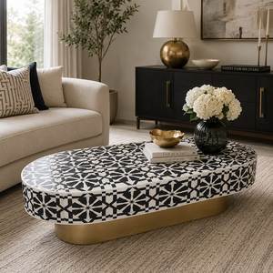 Table basse moderne en os incrusté, mobilier design, surface à motifs complexes, pièce d'appoint intérieure haut de gamme - Product Image 2