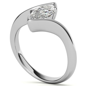 Bague Solitaire de Luxe en Moissanite Certifiée Taille Marquise 10x5mm, Plaqué Or Blanc sur Argent Sterling 925, pour Fiançailles, Mariage et Cérémonie Nuptiale - Product Image 2