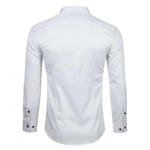 Chemise habillée décontractée pour homme à col montant uni, manches longues, tissée, boutonnée, infroissable, respirante, coupe classique, pour le printemps - Product Image 2